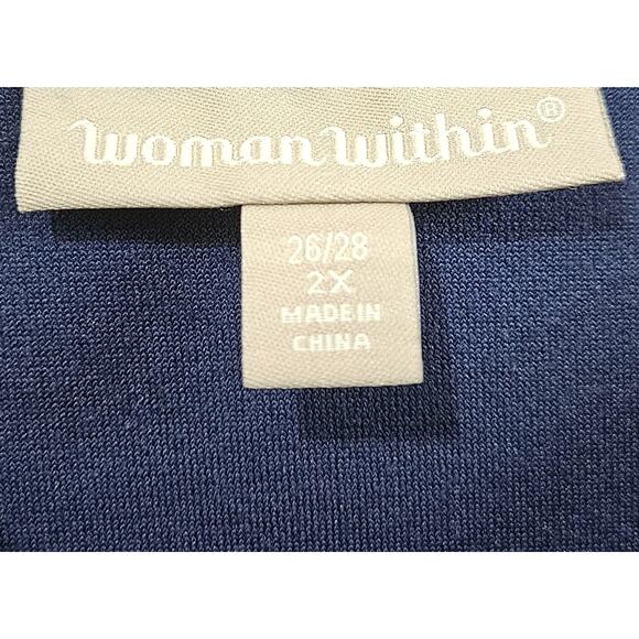 WOMAN WITHIN Women's Plus 26 28 Velvet Tunic Top Blue 3/4 Wide Sleeve Soft 56" - Picture 3 of 7